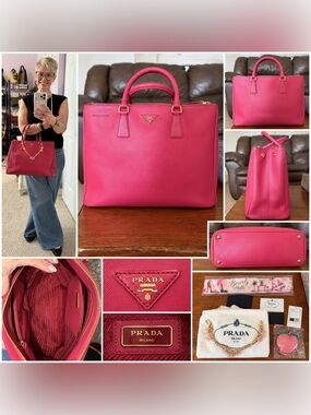 Prada Hot Pink Saffiano Leather Large Galleria Tote
